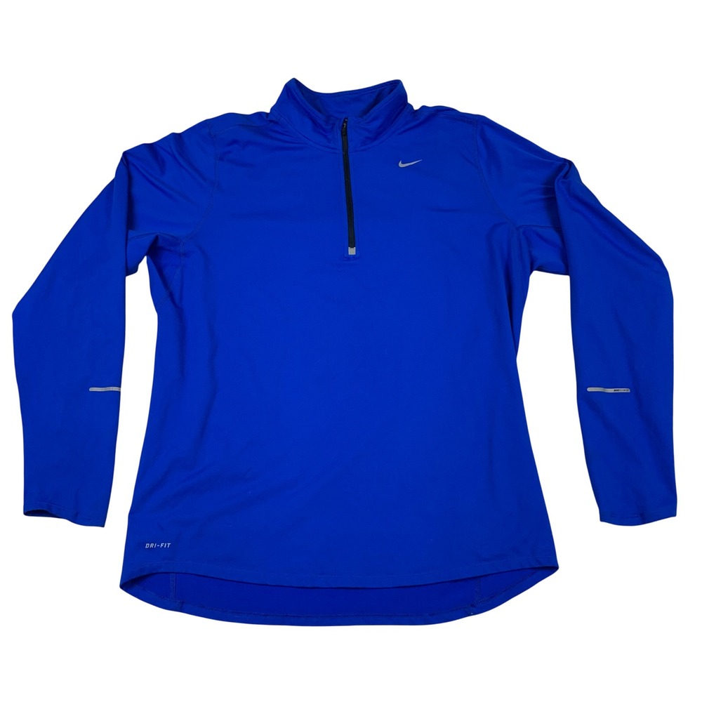 Nike Running Element 1/4 Zip Mens Large Blue Dri-FIT Reflective Pullover